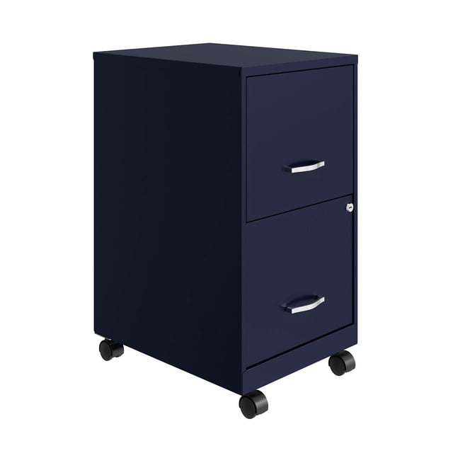 18" 2 Drawer Mobile Smart Vertical File Cabinet, Navy