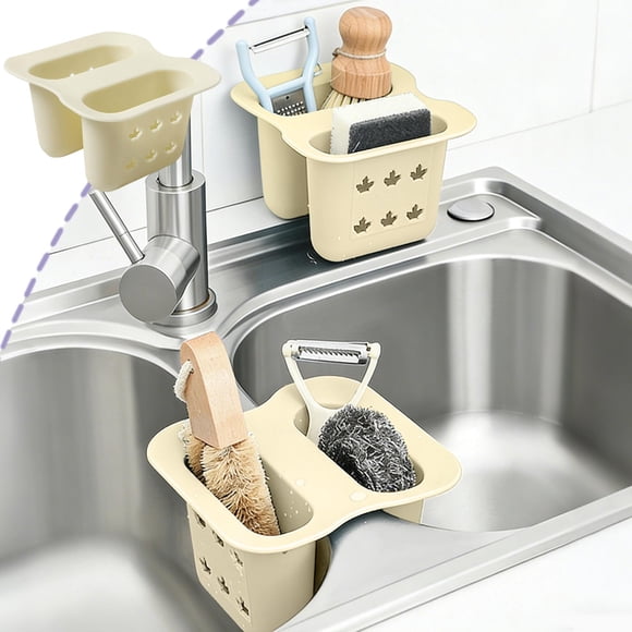 Kitchen Sink Draining Basket | Faucet Hanging Storage Rack | Sponge and Scrub Holder | Food Strainer for Sink | Collapsible Sink Organizer for Home Kitchen or Bathroom