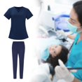 thumbnail image 4 of Milaget Nursing Scrub Set Comfortable Breathable with Pockets Fashion Tops Pants Navy Blue Color L, 4 of 9