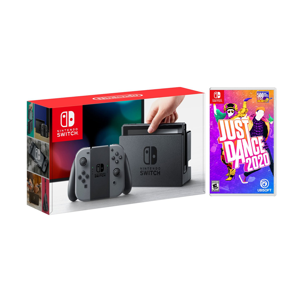 Nintendo Switch Gray Joy-Con Console Bundle with Just Dance 2020 NS Game Disc - 2019 New Game!