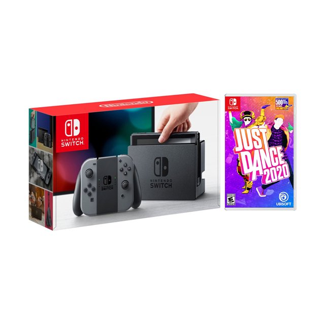 Nintendo Switch Gray Joy-Con Console Bundle with Just Dance 2020 NS Game Disc - 2019 New Game!