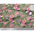 thumbnail image 2 of Soimoi Poly Georgette Fabric Bird,Leaves & Rose Floral Print Fabric by Yard 52 Inch Wide, 2 of 3