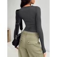 thumbnail image 3 of ORUYROP Womens Long Sleeve Fall Fashion 2023 Crop Tops Basic Layering Workout Slim Fitted T Shirts Y2K Tops, 3 of 5