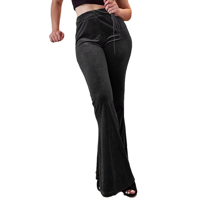 Honganda Women’s Velvet Flare Pants Solid Color Slim Fit Bell-Bottom Trousers Bootcut Pants