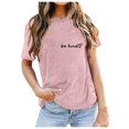 thumbnail image 1 of LUOGENLI T-shirts pour Femme pour Femmes Dames Mode Décontractée Couleur Unie Col Rond T-Shirt à Lettres Imprimées Manches Courtes Haut T-shirts pour Femmes T-shirts Graphiques TTG Grande Taille Fête de la Saint-Patrick TTG, 1 of 5