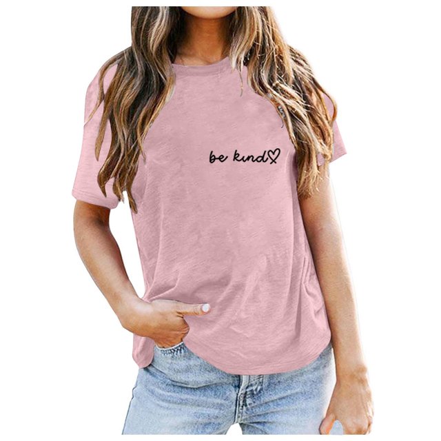 LUOGENLI T-shirts pour Femme pour Femmes Dames Mode Décontractée Couleur Unie Col Rond T-Shirt à Lettres Imprimées Manches Courtes Haut T-shirts pour Femmes T-shirts Graphiques TTG Grande Taille Fête de la Saint-Patrick TTG