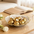 thumbnail image 4 of Tauxra Clear Patterned Lotus Edge Plastic Fruit Bowl Food Grade Serving Dish For Living Room Coffee Table, 4 of 6