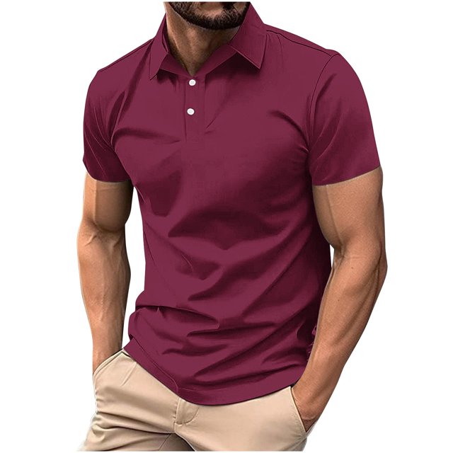 cfhntfmh Mens Muscle Shirts Short Sleeve Slim Fit Golf Casual Collared Tops Solid Color Workout T Shirts for Summer