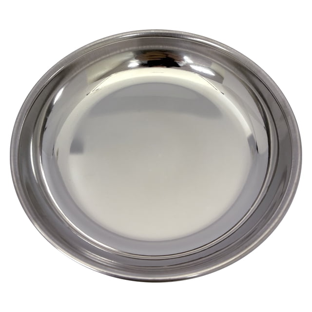 Verka Plat Halwa en Acier Inoxydable, Plat de Service Rond avec construction en Acier Inoxydable Poli et surface Réfléchissante Lisse, Conçu pour une Présentation Élégante des Friandises Traditionnelles et Adapté aux Repas Quotidiens Ou à un Usage Festif.