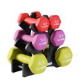 thumbnail image 1 of HolaHatha 2, 3, and 5 Pound Neoprene Dumbbell Free Weight Set with Rack, 1 of 7