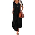 thumbnail image 1 of Robes d'Été pour Femmes 2023 Robe d'Été Décontractée à Manches Courtes Col en V Robe Maxi de Plage Décontractée avec Poches Robes de Soirée pour Femmes Élégantes en Liquidation, 1 of 6
