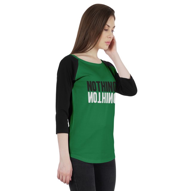 Inkmeso T-Shirt Raglan pour Femmes à Manches 3/4 Heureux Motivationnel Citation Nothing Haut en Jersey Graphique