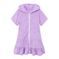 thumbnail image 1 of Girls Swim Cover Up Kids Swimsuit Coverup Zip-Up Beach Bathing Suit Robe, 1 of 9