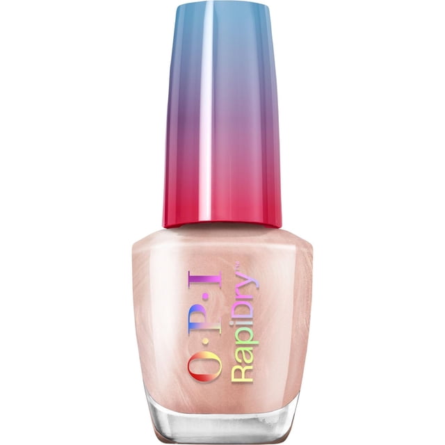 RapiDry™ Vernis à Ongles à Séchage Rapide par OPI en Rose Pâle Nacré avec un Capuchon Dégradé Bleu à Rouge, Doté d'Un Pinceau Rapide pour une application Rapide et Anti-Bavures et un Séchage en 60 Secondes, Convient à l'Usure de Vernis à Ongles durable.