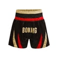 thumbnail image 1 of zdhoor Kids Boys Boxing Trunks Metallic Color Block Side Split Satin Shorts for Boxer Fighting Training Red&Gold 8, 1 of 4