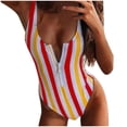 thumbnail image 1 of MesaSe Maillot de Bain une Pièce à Rayures Élégantes pour Femmes avec Fermeture Éclair, 1 of 3
