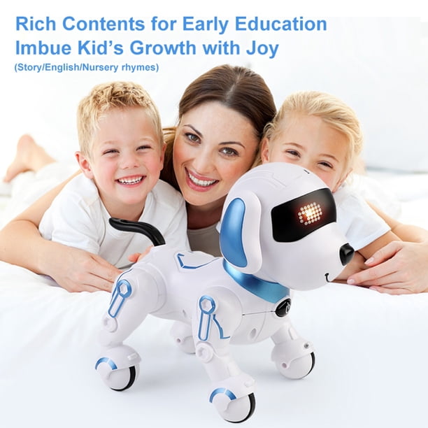 VATOS – Chien Robot Télécommandé Rose Métallisé, 17 Fonctions Interactives, Programmable (100 Actions), 2 Batteries Rechargeables, Pour Fille Dès 3 Ans