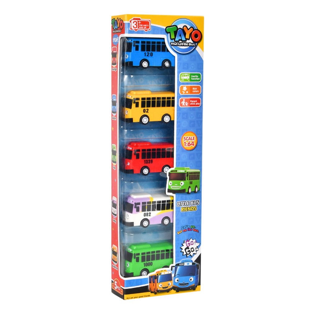 AMERTEER 5 Pcs Petit Bus Jouet TAYO Petit Bus Jouet Voiture TAYO Ensemble Voiture à Rétrofriction Mini Voitures pour Ami Mini (TAYO Rogi Gani Rani)