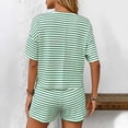thumbnail image 3 of Striped 2 Piece Sweater Set for Womens Summer Short Sleeve Tops Loose Matching Shorts Lounge Sets Tracksuit, 3 of 5