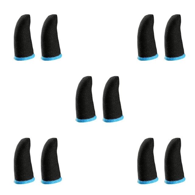 Maytalsory 2 Pcs Gants de Contrôleur de Jeu Écran Tactile Manche Élastique Antidérapante Couverture des Doigts Téléphone Intelligent Portable Noir Bleu 5Ensemble