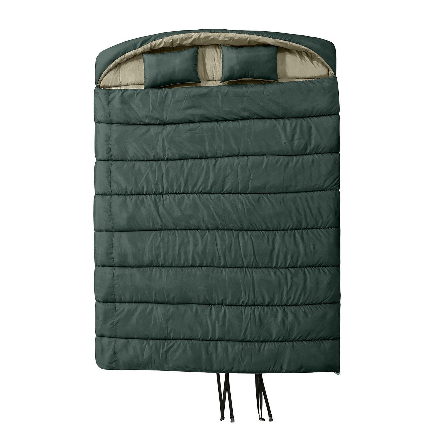 Ozark Trail 3C Double  Sleeping Bag, 82" (L) x 62" (W), Temp Rating +37℉/+3℃,  Polyester Outer, Green