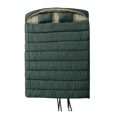 Ozark Trail 3C Double  Sleeping Bag, 82" (L) x 62" (W), Temp Rating +37℉/+3℃,  Polyester Outer, Green