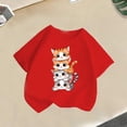 thumbnail image 2 of T-shirts pour Filles à Manches Courtes avec Animaux, T-Shirts Graphiques d'Été, T-Shirts à Col Rond, T-Shirts Rouges 4-6 Ans, 2 of 4