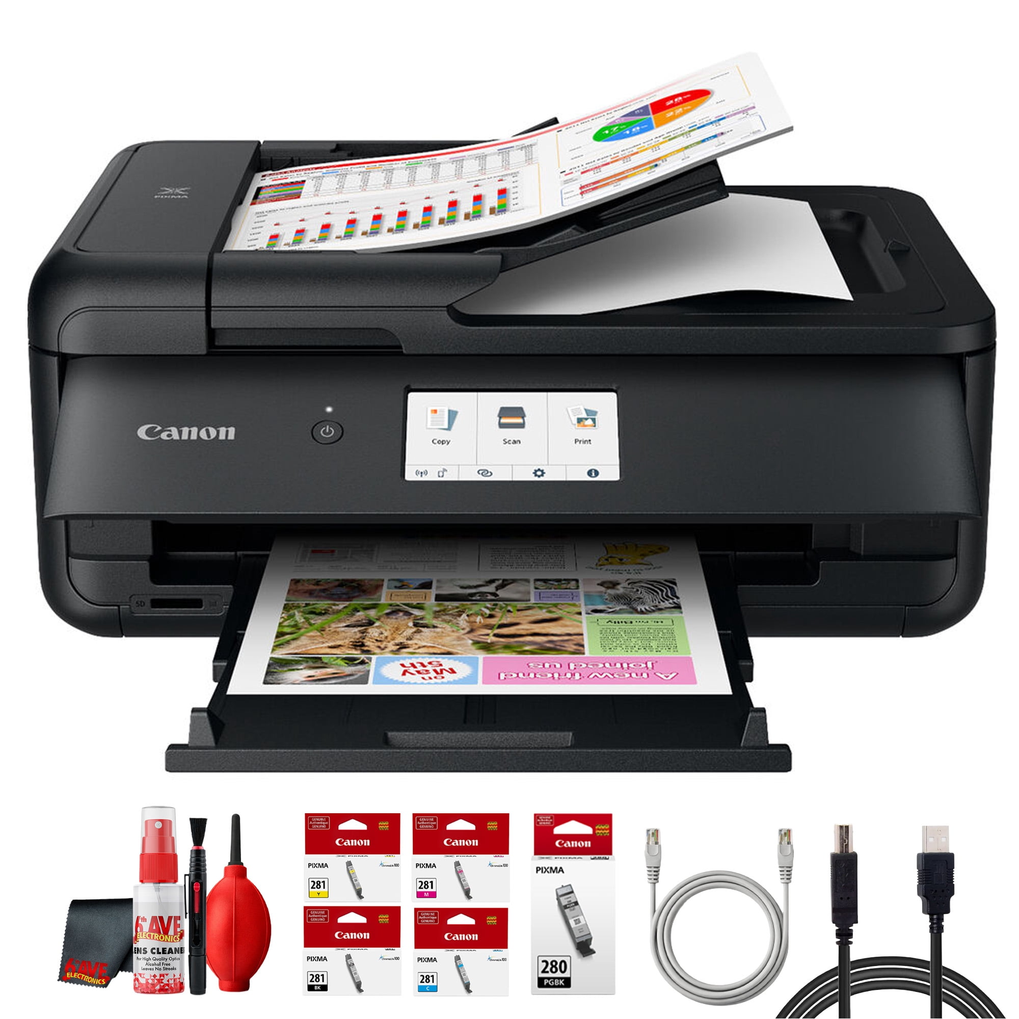 Canon PIXMA TS9520a Wireless All-in-One Printer Black Bundle
