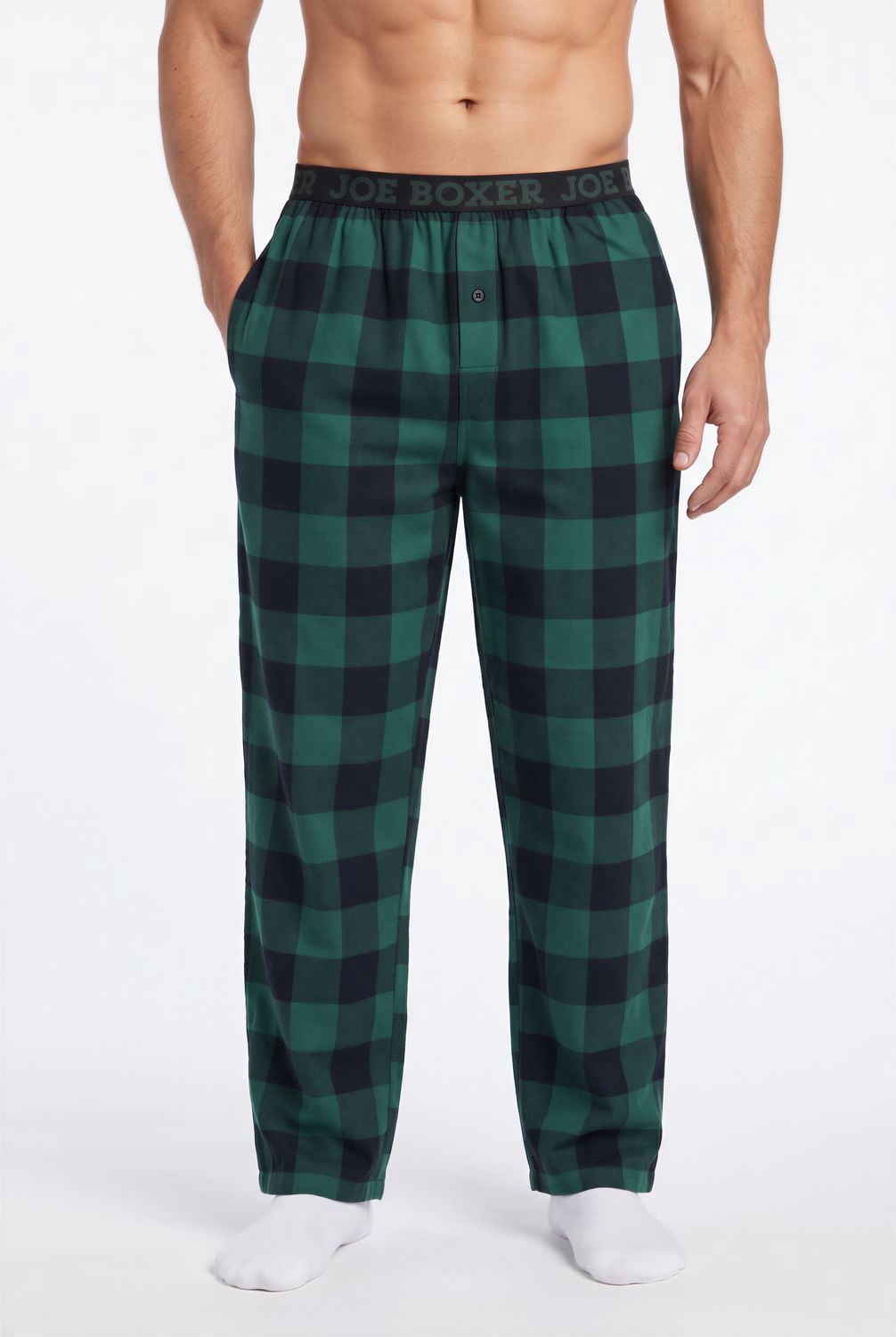 Pantalon de nuit en flanelle 100 % coton pour homme avec bande taille à logo Joe Boxer