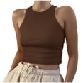thumbnail image 3 of Yuyuzo Camisole Courte pour Femmes Décontractée Basique Sans Manches à Col Rond en Tricot Côtelé Ajustée Hauts de Sortie, 3 of 7