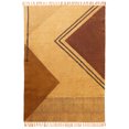 thumbnail image 1 of Casavani Hand Woven Rectangle Rug Boho Print Brown Natural Cotton Kilim 6x12 Feet, 1 of 5