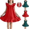 thumbnail image 1 of JDQJBZ Robe Sans Manches pour Bébé Fille, Ourlet à Volants, Grand Nœud au Dos, Tenue d'Été pour Fête, 1 of 5