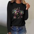 thumbnail image 2 of Pisexur Hauts d'Automne pour Femmes Mode Mignon T-Shirt Imprimé Graphique Hauts Col Rond Manches Longues Chemises pour Femmes Habillées Décontractées Sorties Hauts Confort Polyvalents Légers T-Shirts, 2 of 5