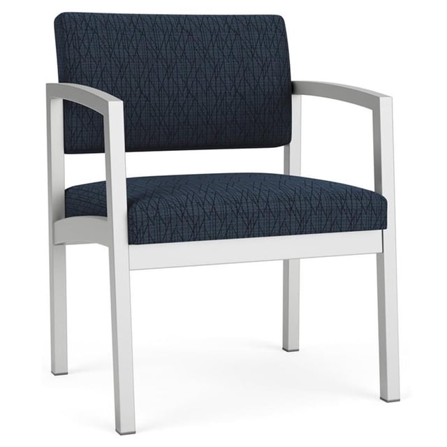 Lenox Steel Reception Waiting Oversize Guest Chair / Silver Steel / Blue