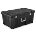 thumbnail image 1 of Sterilite Coffre à Roulettes, Contenant de Rangement Utilitaire en Plastique, Noir, Lot de 4, 1 of 11