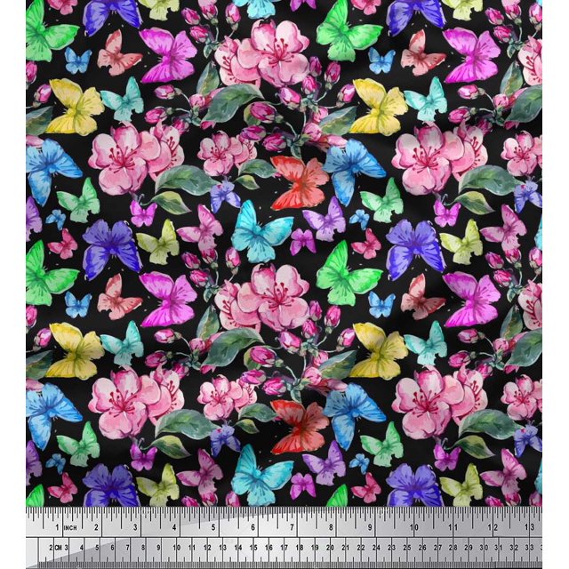 Soimoi Rayon Crepe Fabric Dot & Pretzels Food Decor Fabric Printed Yard 46 Inch Wide