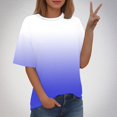 thumbnail image 2 of Timegard Hauts Grande Taille pour Femmes Couleur Dégradée Manches Courtes Col Rond Chemisiers Décontractés Confortables T-Shirts, 2 of 5