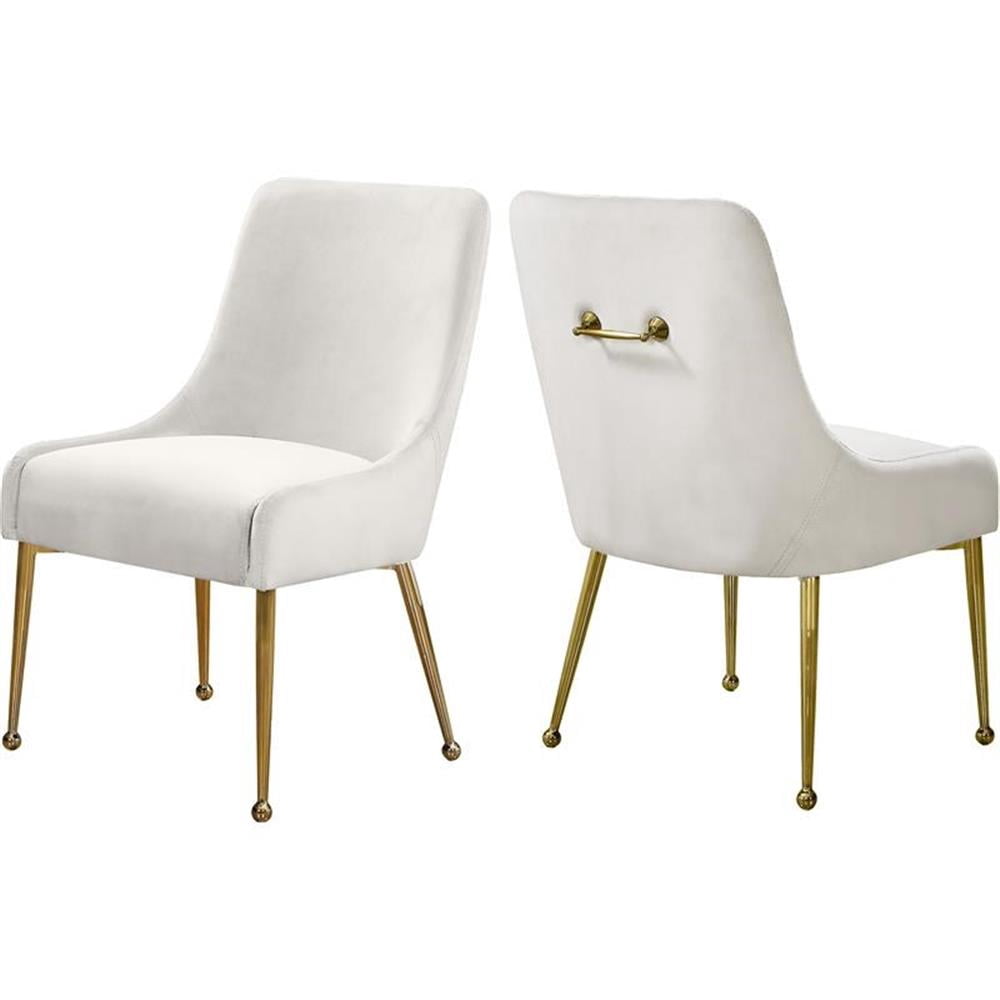 Pemberly Row Modern Cream Velvet Dining Chair Finish (Set of 2)
