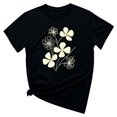 thumbnail image 5 of KIHOUT Nouveau Haut de Mode d'Été pour Femmes 2025, T-Shirt à Manches Courtes à Col Rond Décontracté à Imprimé Floral Noir P, 5 of 5