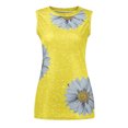 thumbnail image 3 of Leutsin Hauts d'Été pour Femmes Col Rond Imprimé Marguerites Débardeur Sans Manches T-Shirts Blouse Graphique, 3 of 6
