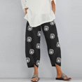 thumbnail image 2 of Accessoires Goth Femmes Dame Décontracté Imprimé de Fleurs Taille Élastique Gaine Pantalon à Jambe Grand Pantalons, 2 of 6