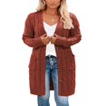 thumbnail image 1 of Womens Long Sleeve Cable Knit Cardigan Sweaters Open Front Fall Outwear Coat, 1 of 8