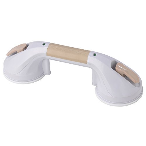 Refurbished Drive Medical RTL13083 Suction Cup Grab Bar, White and Beige, 12 Inch
