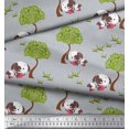 thumbnail image 3 of Soimoi Polyester Crepe Fabric Tree & Dog Kids Print Fabric by The Yard 52 Inch Wide, 3 of 3