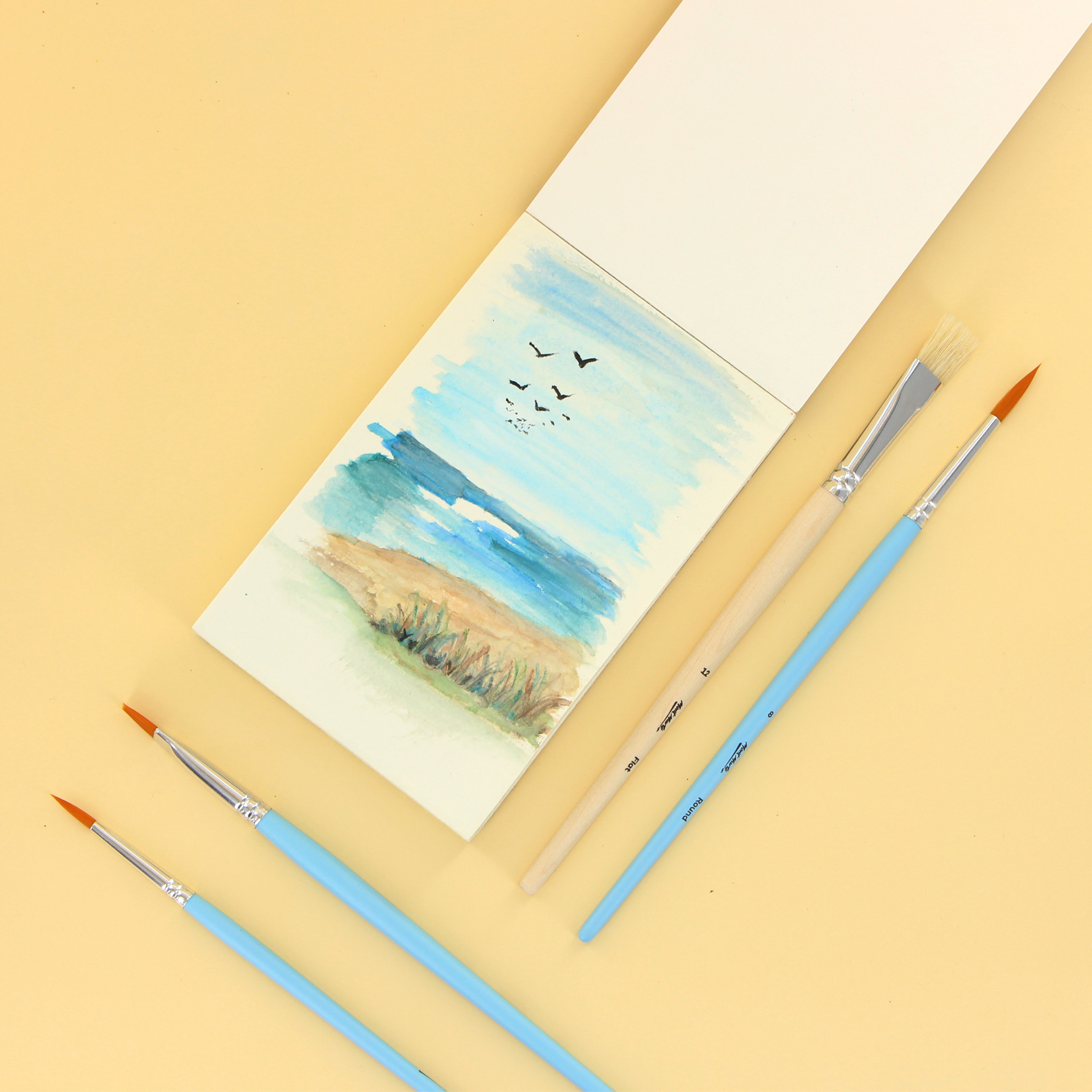 MONT MARTE assorti Paint Brushes 4 pièces, Intro set, Flat et rond brushes