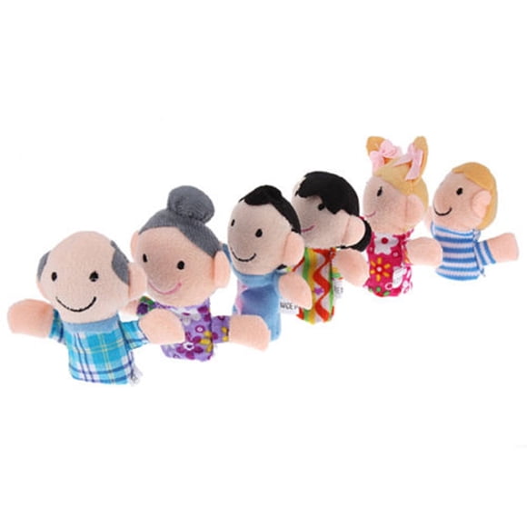 LEEYNEER une Marionnette à Doigt en Peluche Familiale Jouet Marionnette à Main Poupée Ensemble de 6