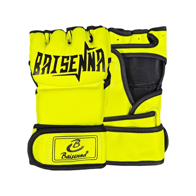 koolsoo Gants MMA Demi-Doigt Professionnels sparring grappling Homme Femme protection de la Main Jaune