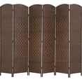 thumbnail image 1 of FDW 6 Panel Room Divider Folding Privacy Screen, 6FT Portable Indoor Partition Wall, Wooden Folding Room Separator, Brown, 1 of 7