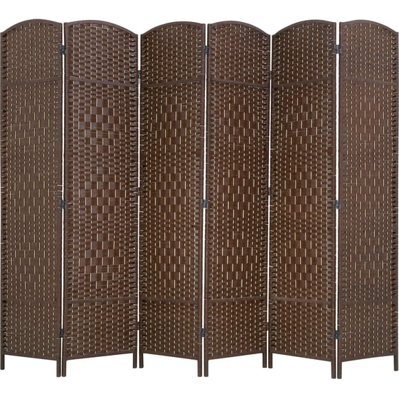 FDW Paravent Pliant à 6 Panneaux, Cloison Intérieure Portable de 6 Pi, Séparateur de Pièce Pliant en Bois, Brun