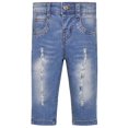 thumbnail image 1 of KIDSCOOL SPACE Baby Girls Little Kid Elastic Ripped Jeans StoneWashed Pants,6-12 Months, 1 of 8